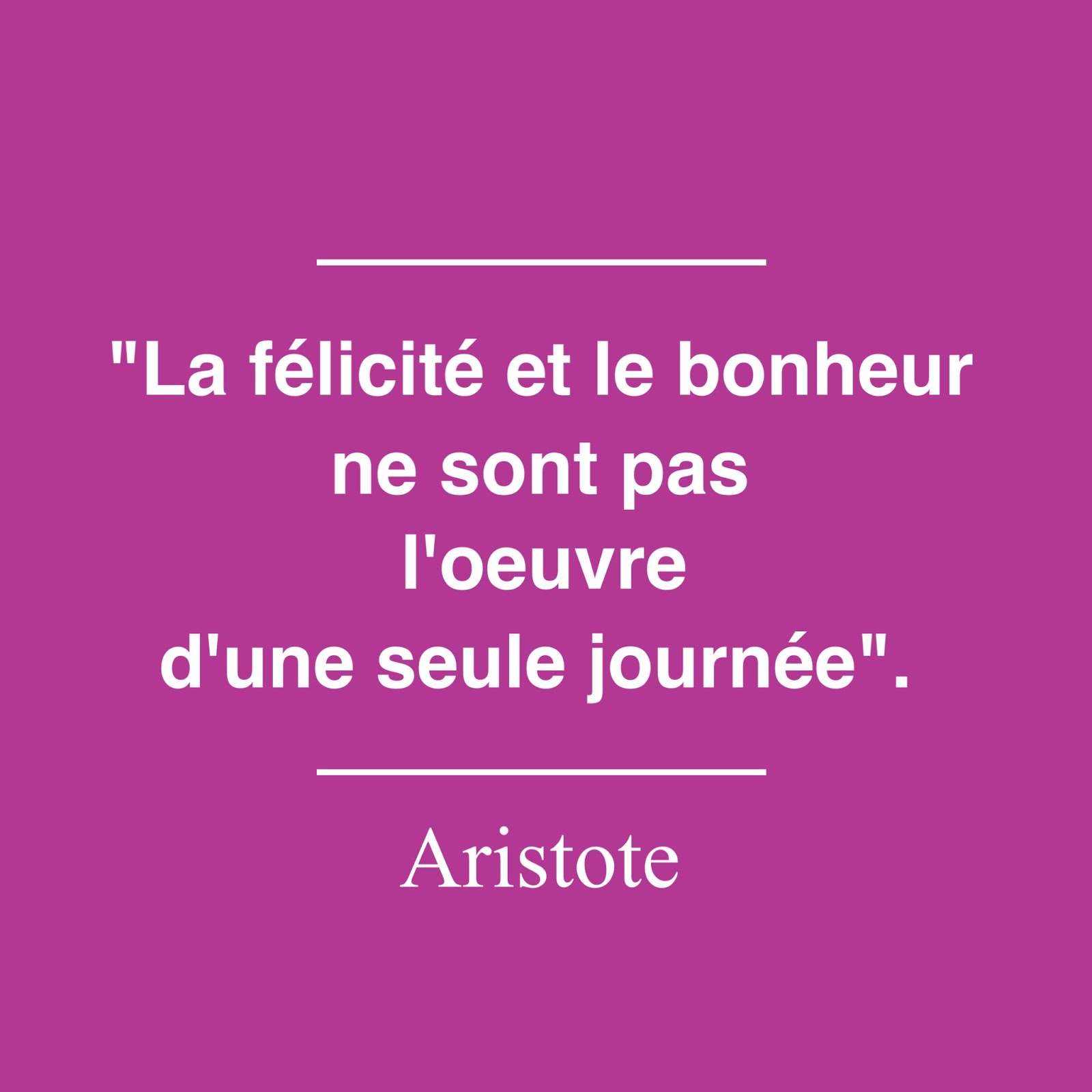 Philocité "La félicité et le bonheur ne sont pas l'oeuvre d'une seule