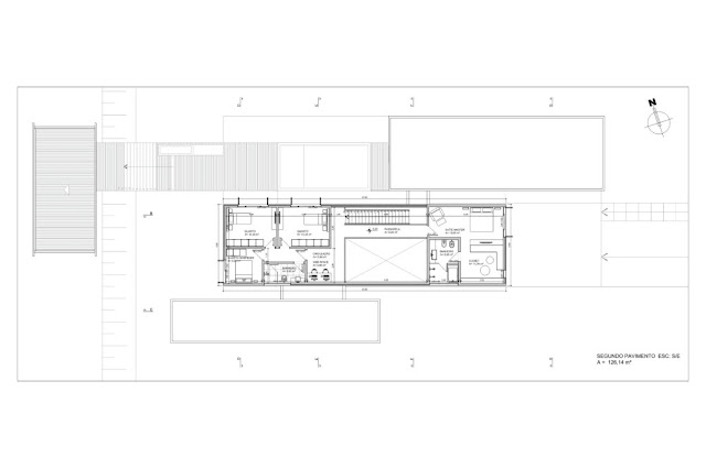 Upper level floor plan of the Haack House