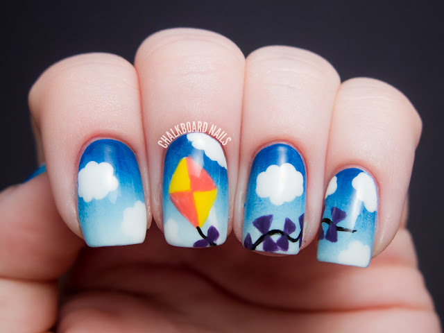 Chalkboard Nails: Kite nail art