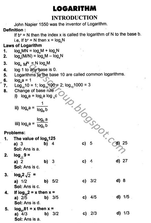 Logarithms- for APPSC and Bank PO Exams - Aptitude Part 23 Logarithms- for APPSC and Bank PO Exams - Aptitude Part 23