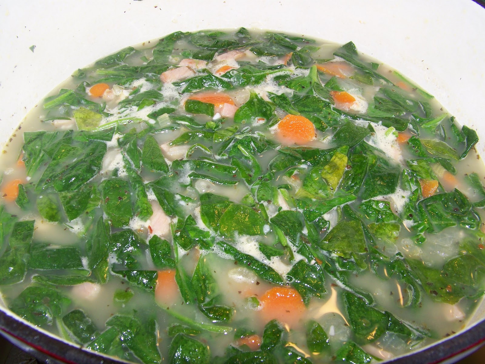Kitchen Simmer Bean Soup with Ham and Spinach