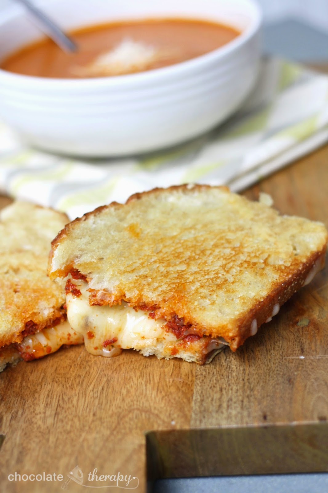 Chocolate Therapy Sundried Tomato Pesto Grilled Cheese Sandwiches
