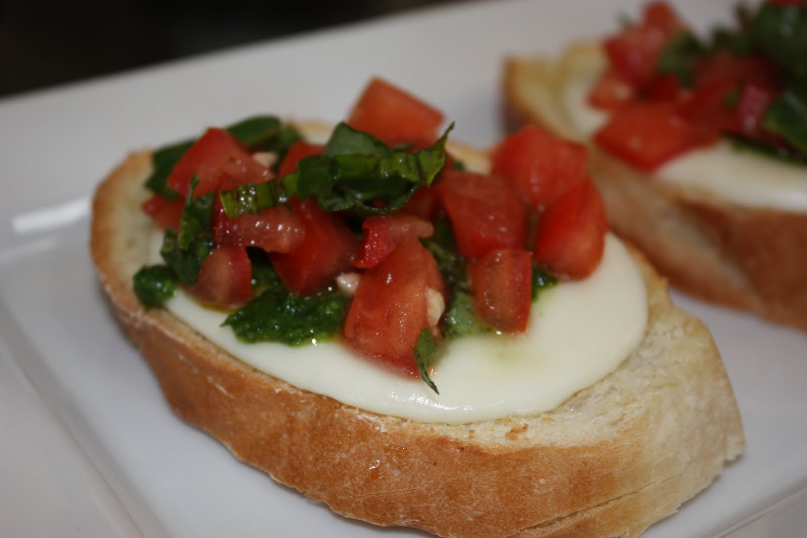 Hungry For More Bruschetta with homemade pesto