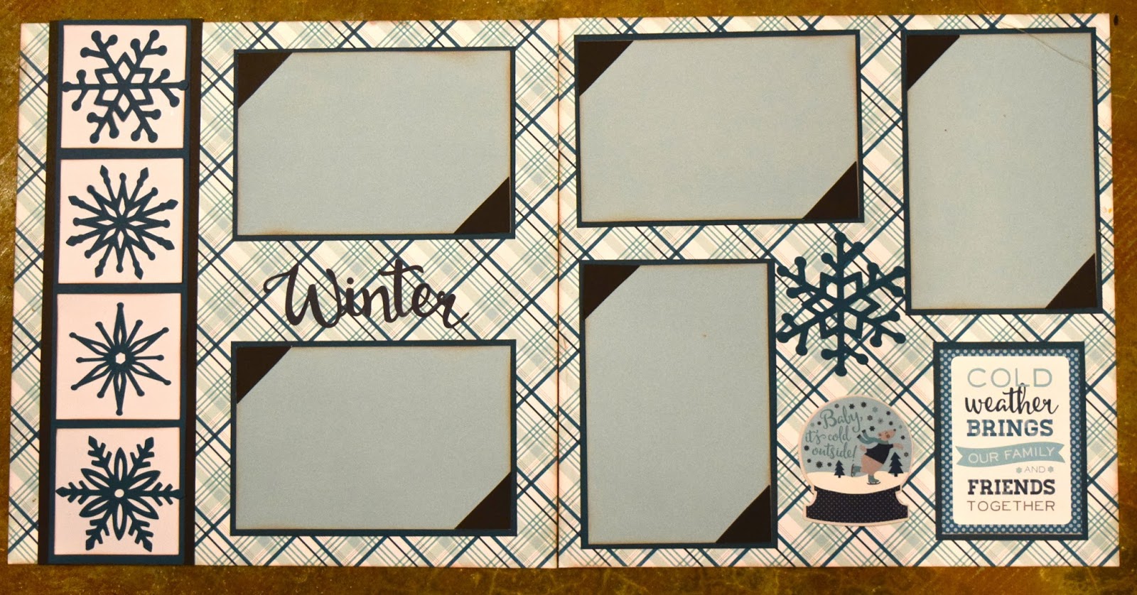 Cricut Crazy Scrapper Winter snowflakes layout