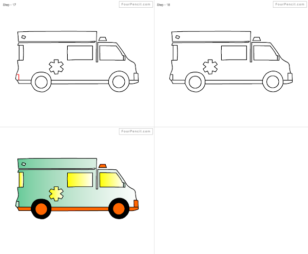 How to draw cartoon Ambulance - slide 3