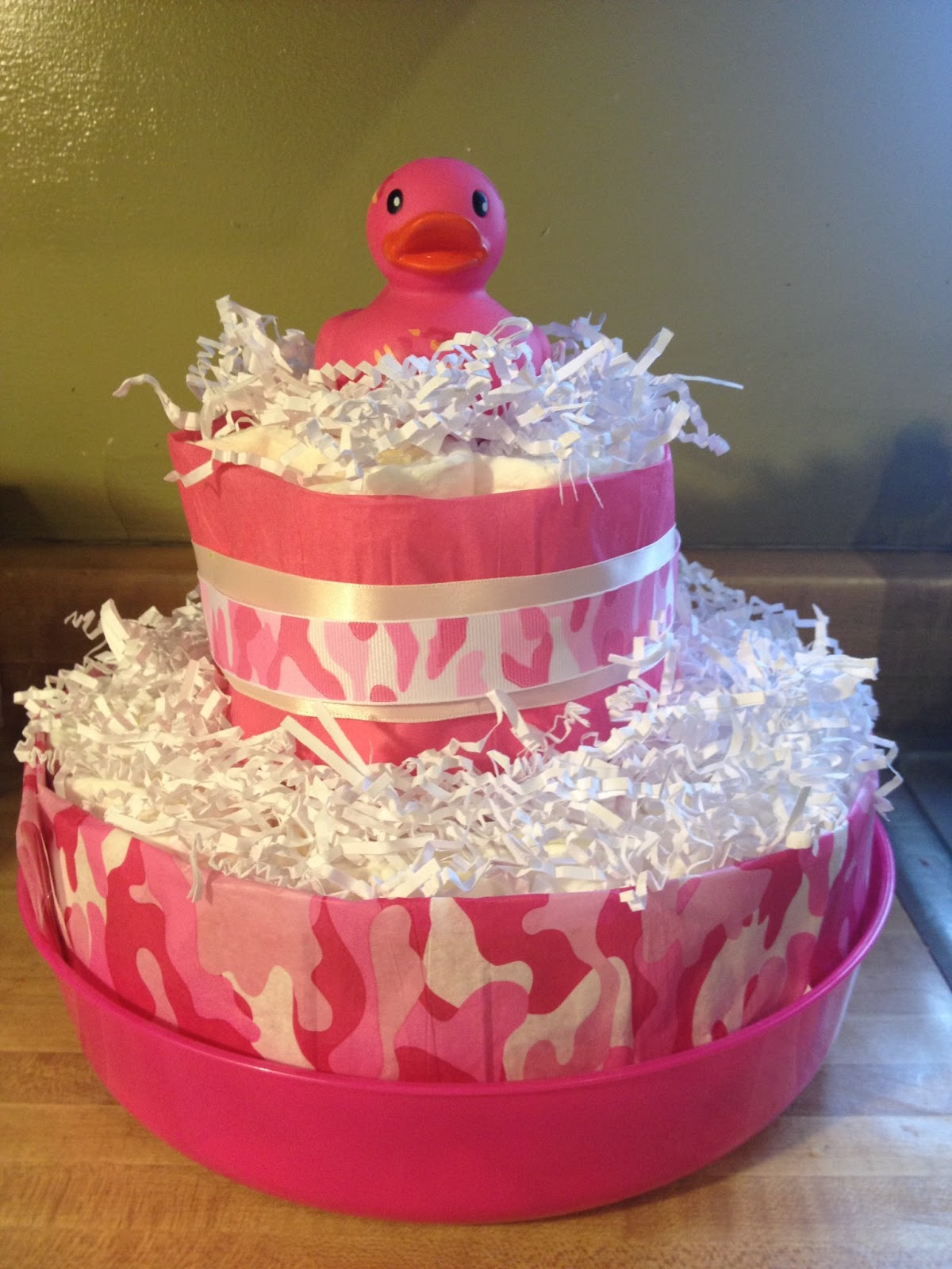 Shop, Craft, Bake The Pink Camo Duck Diaper Cake