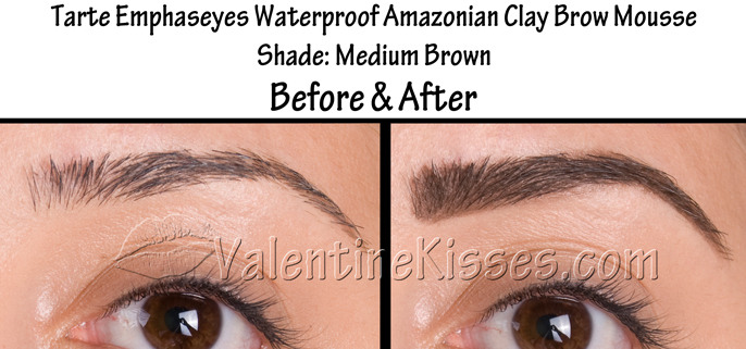 Valentine Kisses Tarte Amazonian Clay Volumizing Brow Powder In Medium Brown Pics Before After Swatch Review