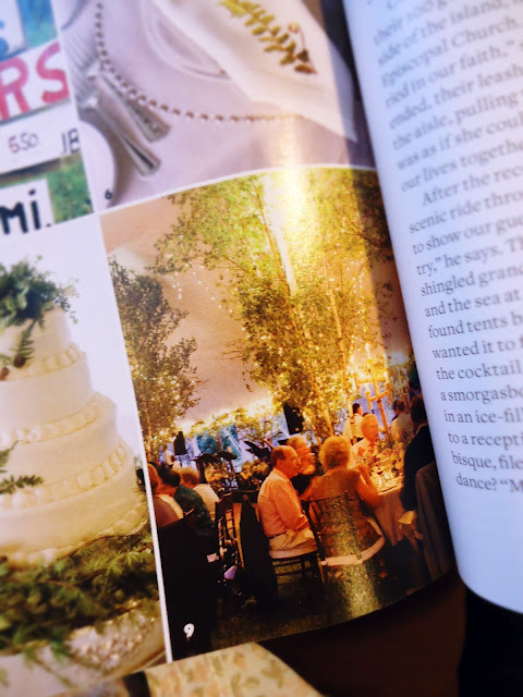 Bridal Magazine: White birch trees hung with twinkling lights. Bridal Magazine: White birch trees hung with twinkling lights.