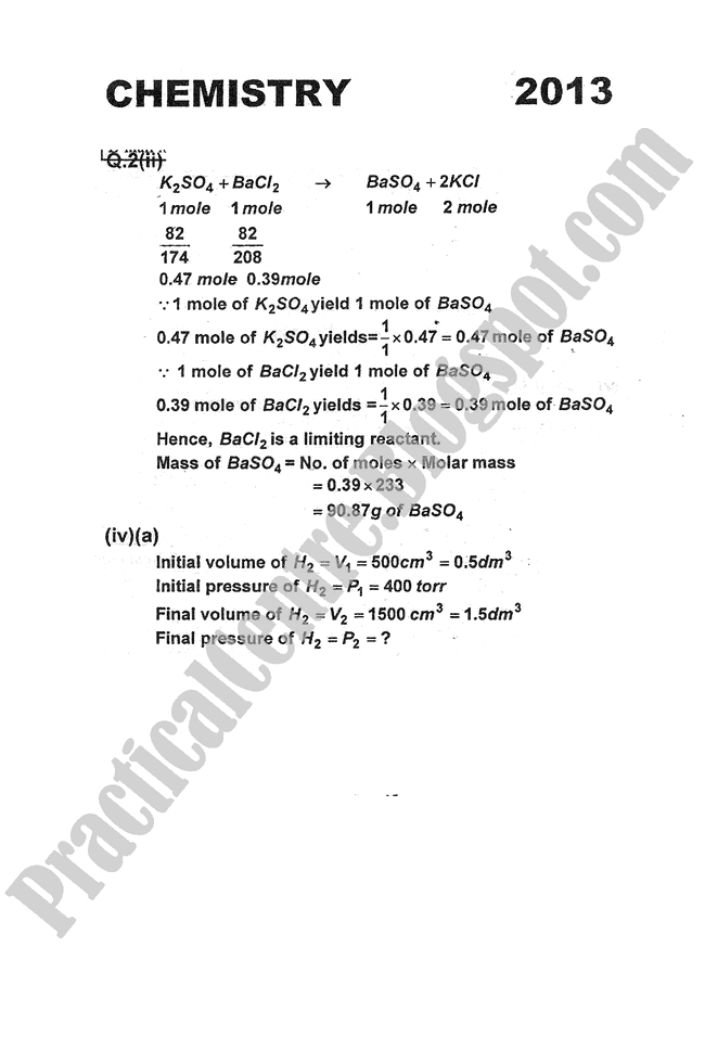 Chemistry-Numericals-Solve-2013-five-year-paper-class-XI