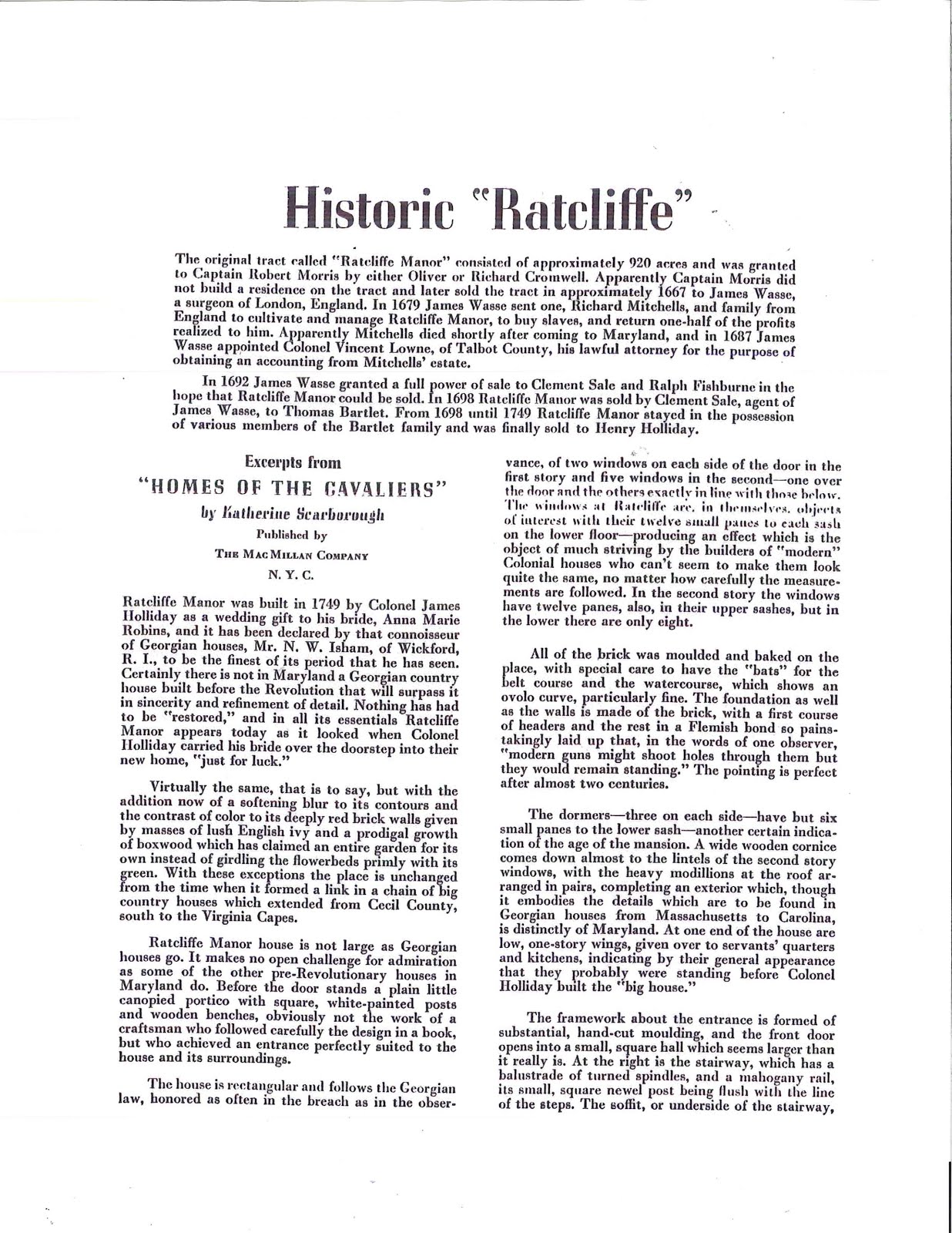 History of Ratcliffe