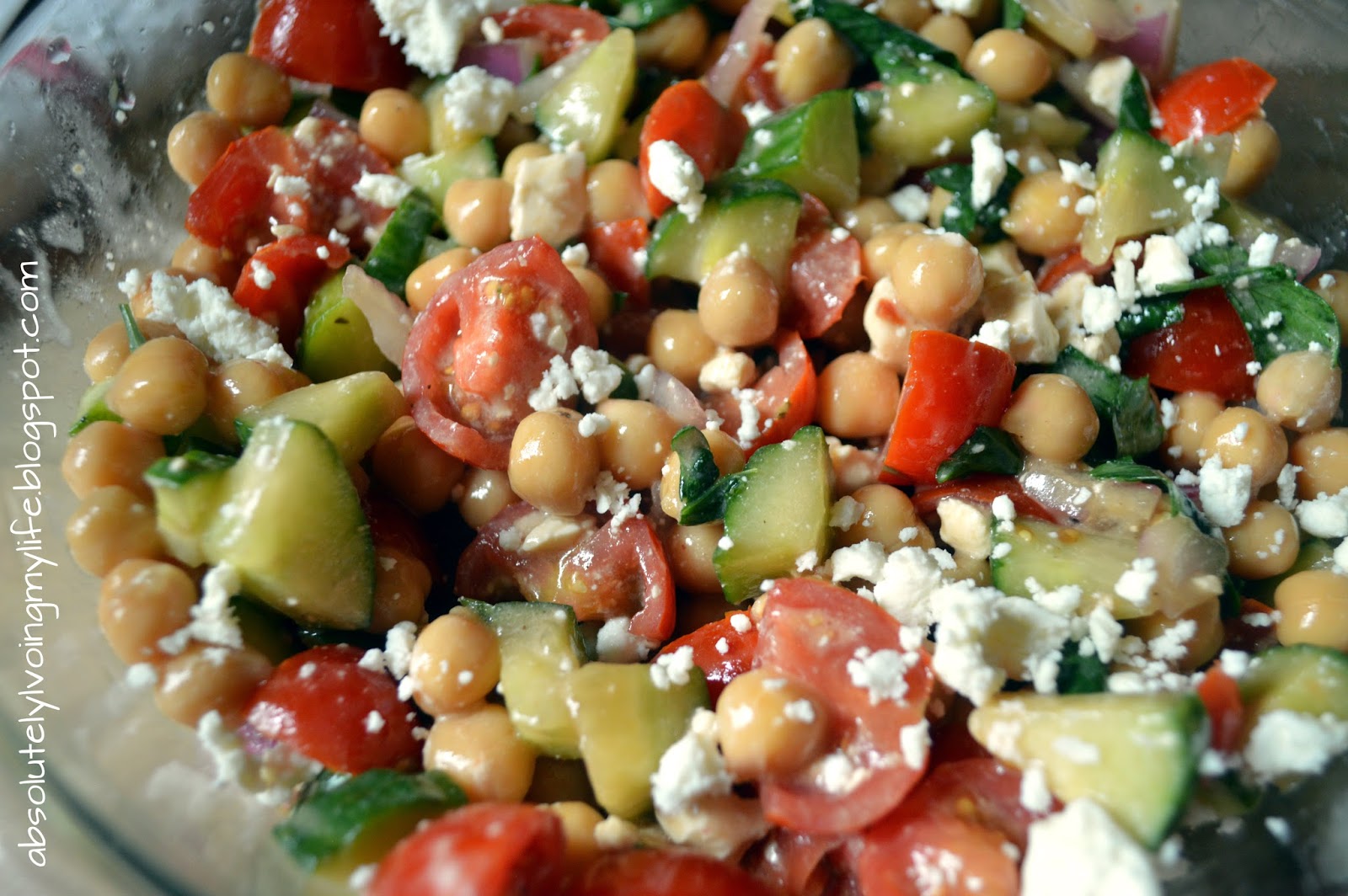 Loving Life Mediterranean Salad (with Chickpeas, feta, cucumbers and tomatoes)
