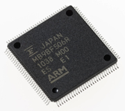 Picture of a FM3 MB9BF506R Microcontroller. Property of Fujitsu Global.
