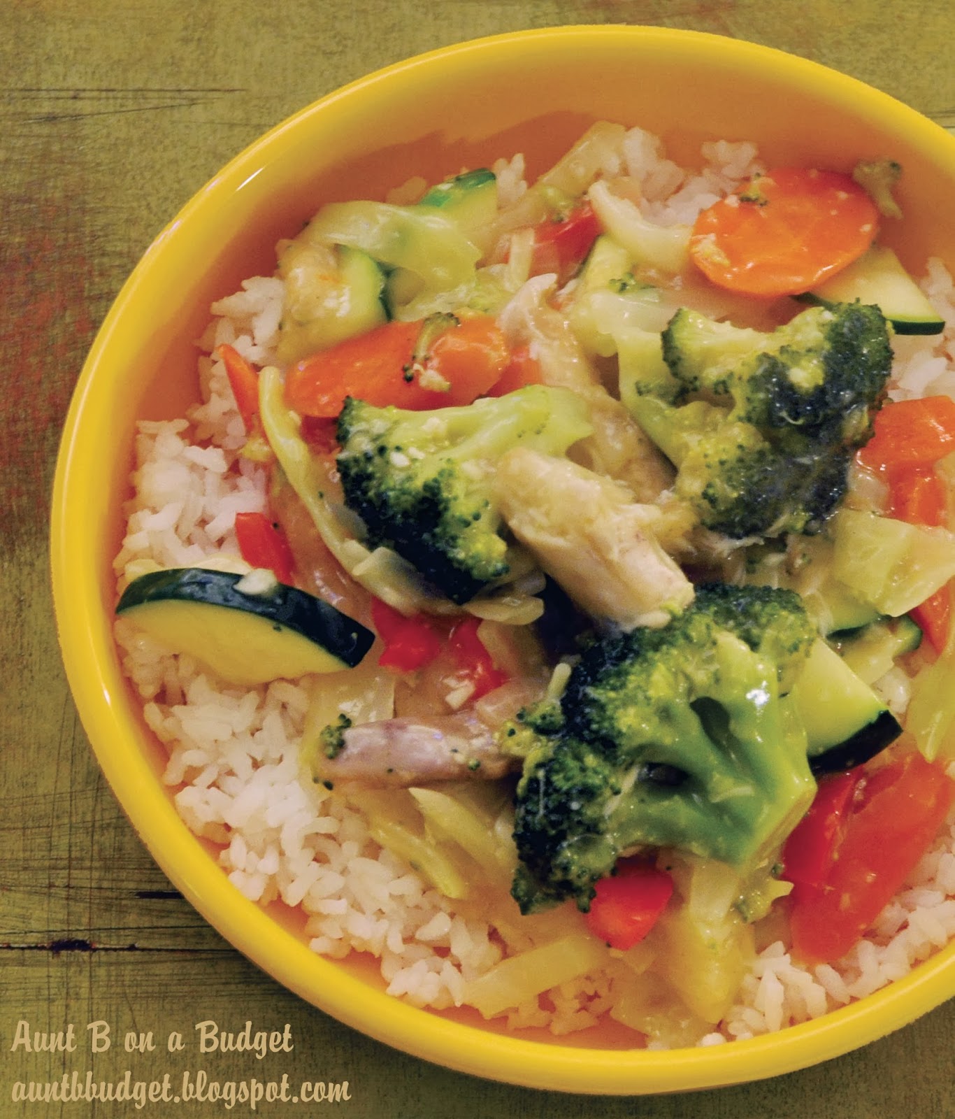 Aunt B on a Budget Clean Out The Fridge Chicken Stir Fry