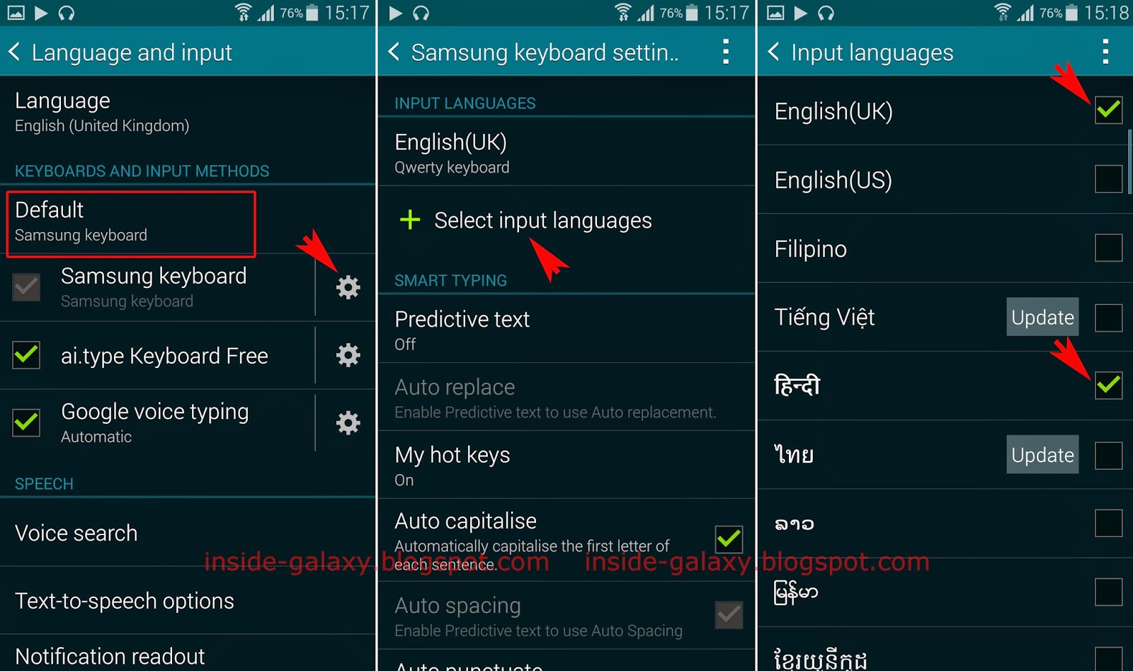 Samsung Galaxy S5 How to Change the Keyboard Input Languages in