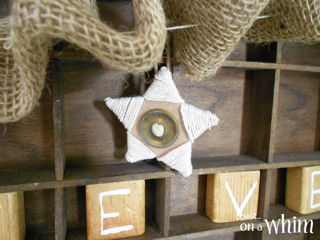 Cardboard Stars with Twine and Vintage Buttons  | Denise on a Whim