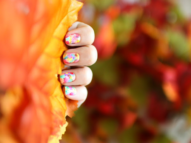 autumn fall watercolor nails