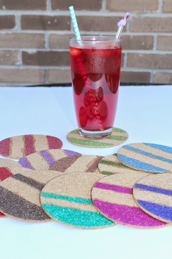 DIY Glittery Cork Board Coasters Sunny Days & Starry Nights