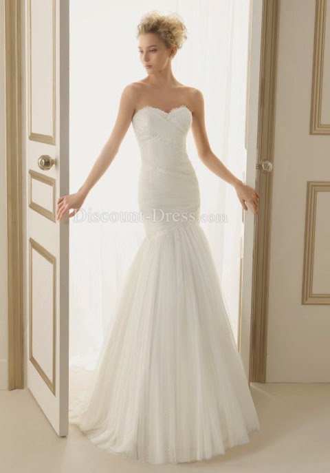Tulle Floor Length Sweetheart Fit N Flare Zipper Back Wedding Gowns