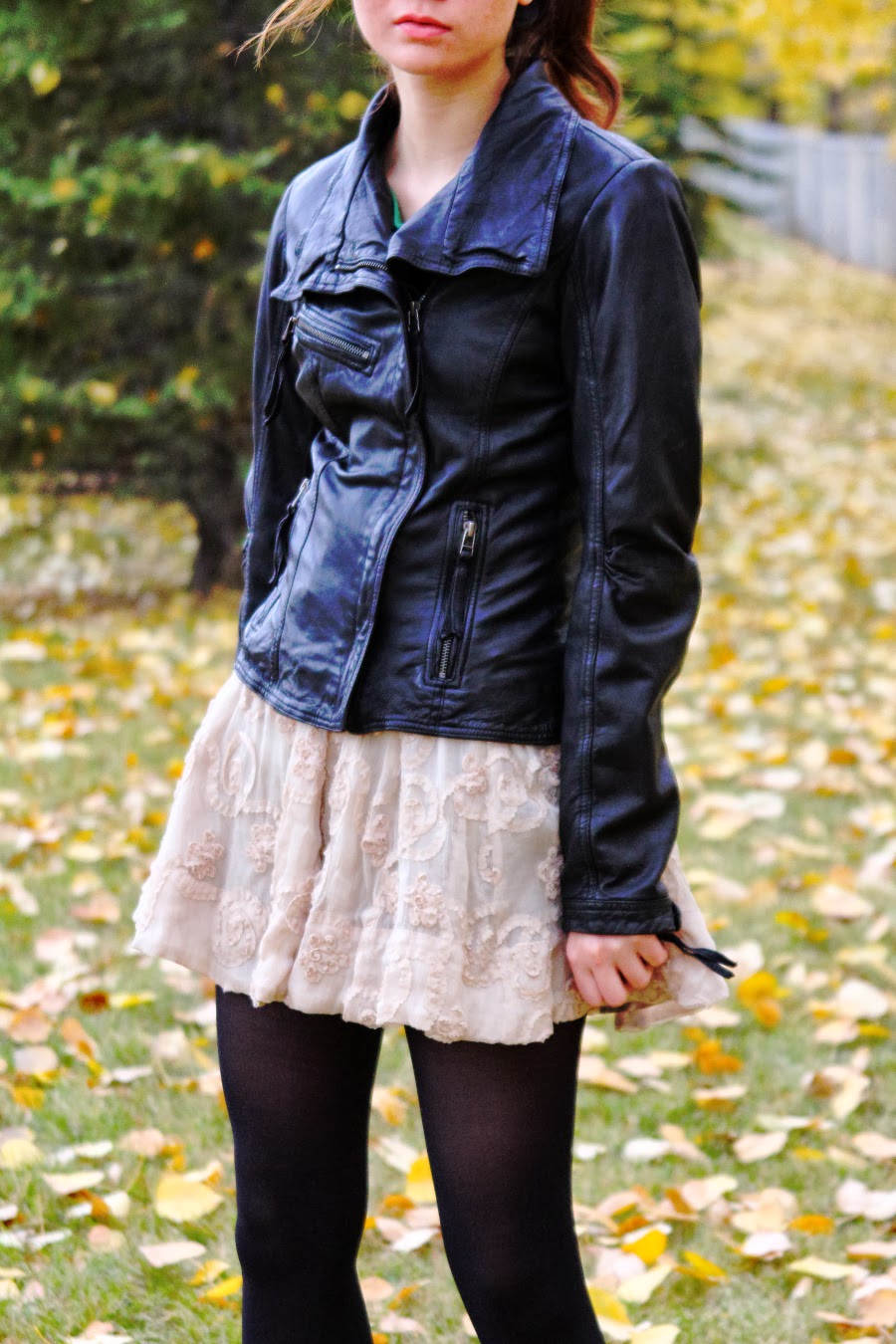 Summer to Fall Fashion, Leather Jacket, Autumn Fashion, Danier, Steve Madden, Forever21, lace and leather