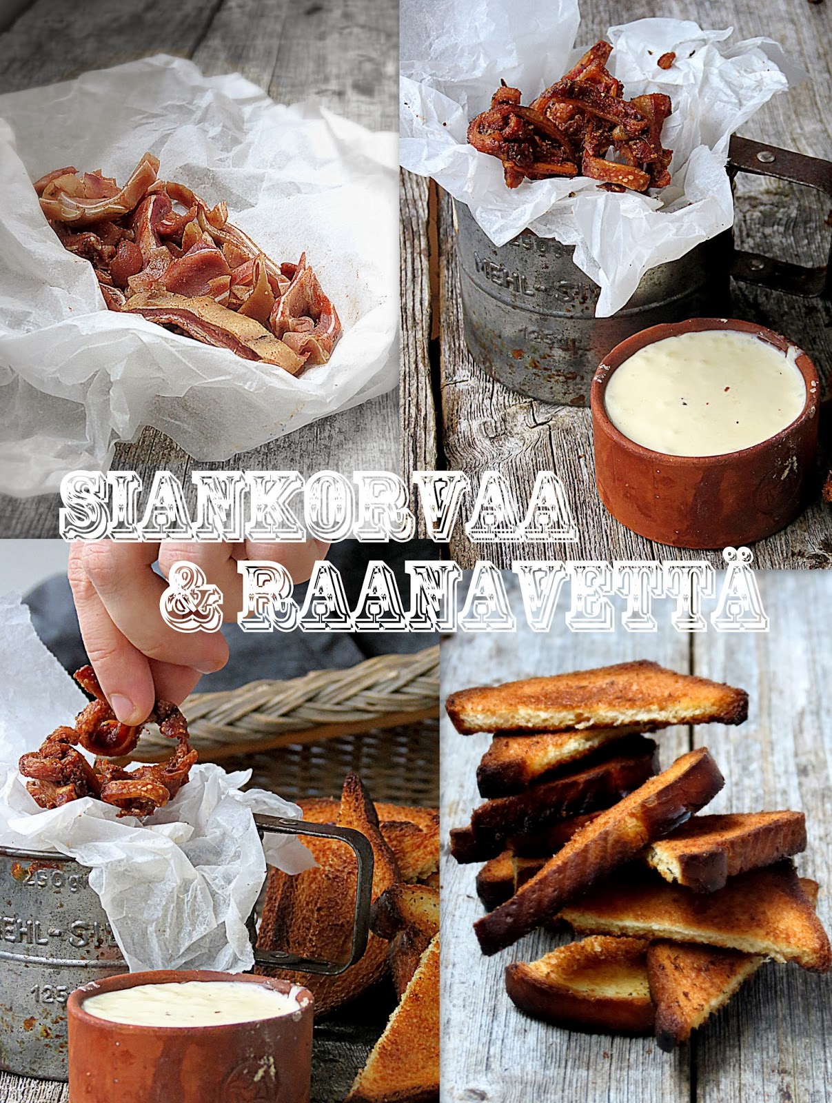 Siankorvaa & Raanavettä eli friteerattuja siankorvia savuvalkosipulimajon kera