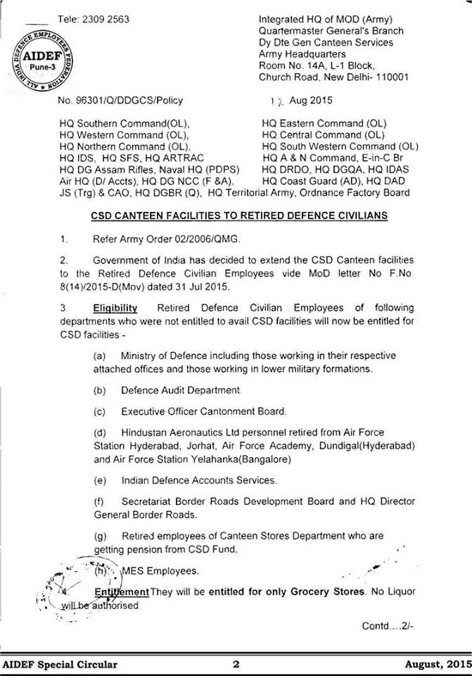 Pensioners Samaj CSD Canteen facility for defence civilians