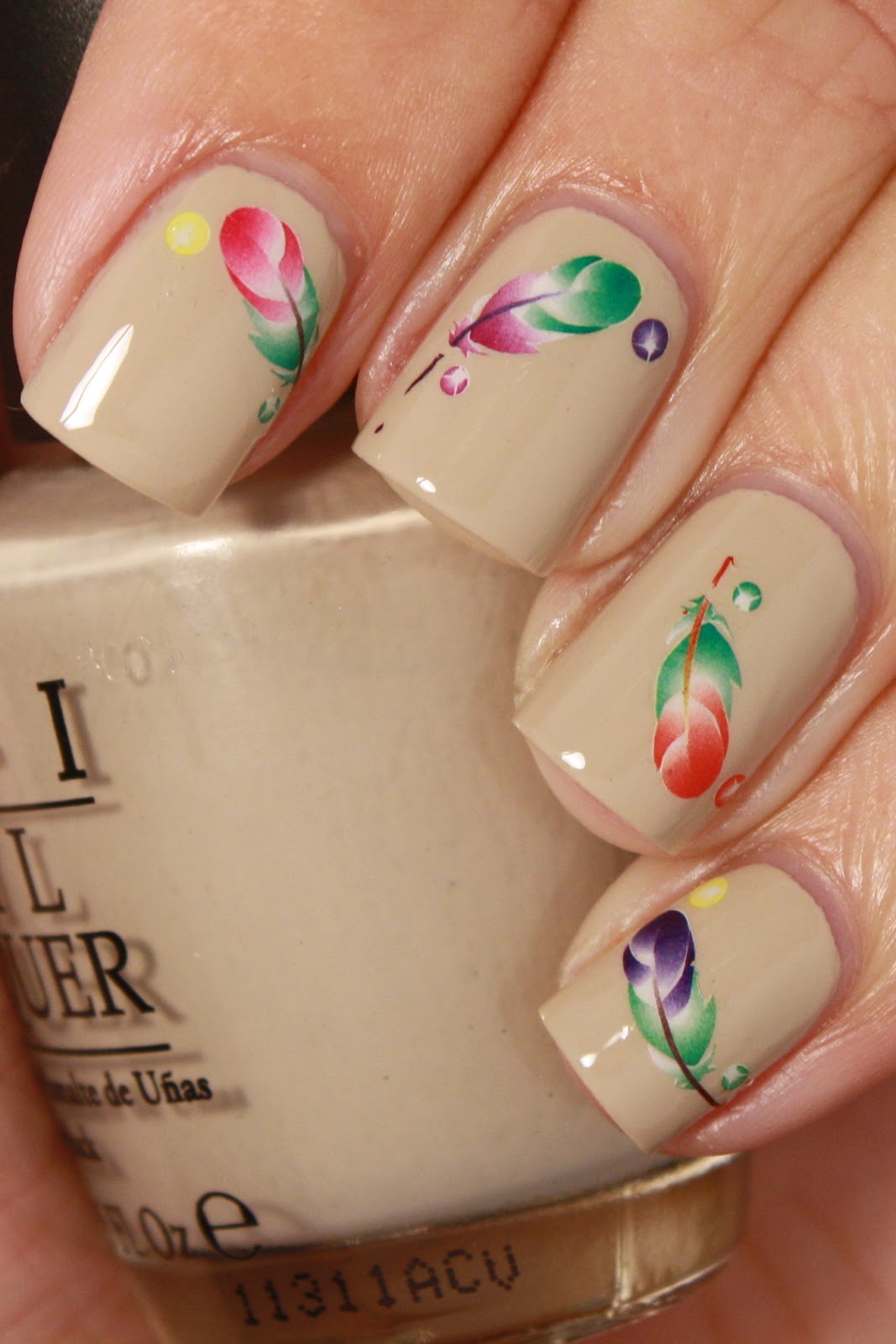 Grape Fizz Nails: Feather Water Decals