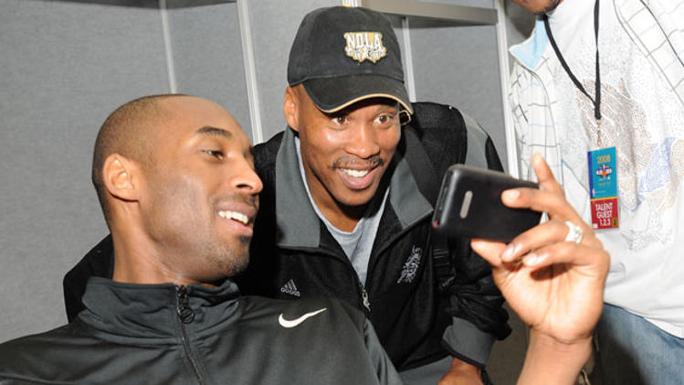 My Old Buddy From World Gym Venice, Former Laker and New Lakers Coach Byron Scott with Kobe Bryant.