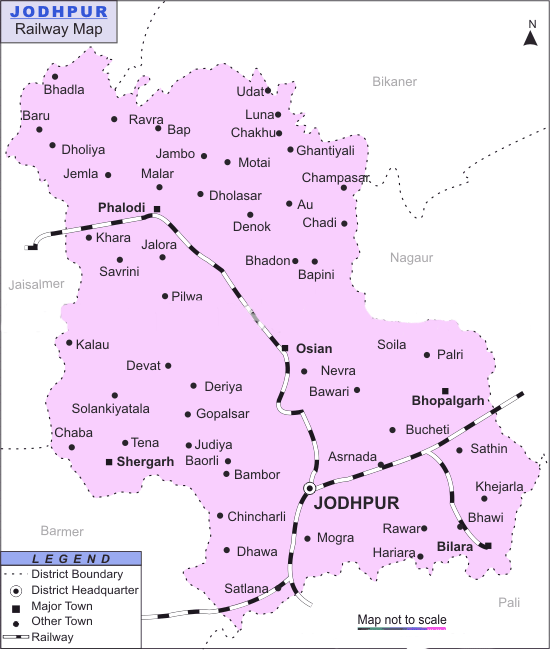 Jodhpur district map with villages