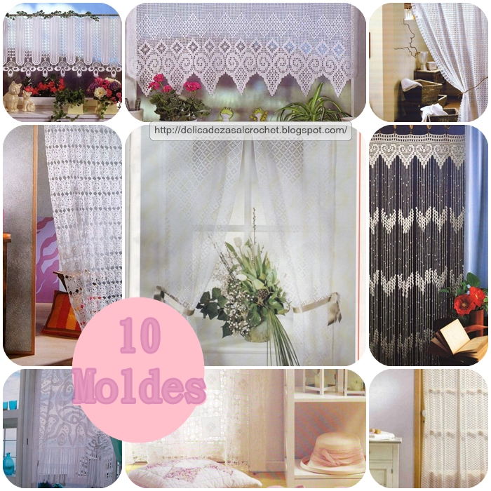 Delicadezas en crochet gabriela: 10 moldes de cortinas en crochet