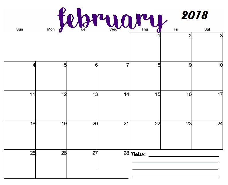 free printable calendars feb 2018
