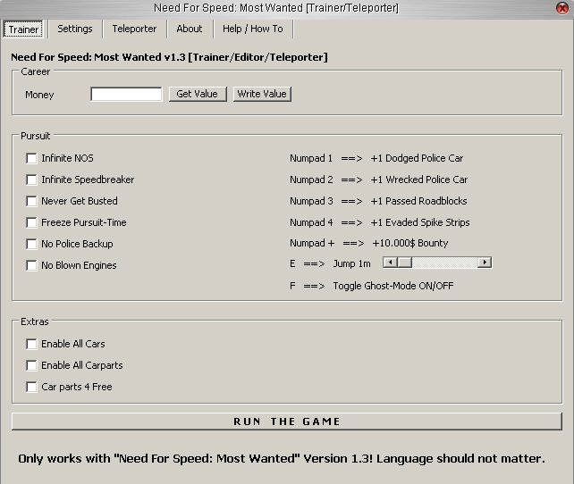 need for speed most wanted 2013 trainer v1.1.0.0