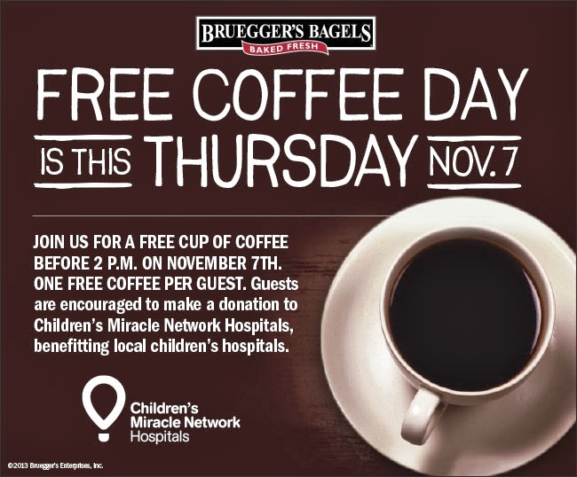 FREE IS MY LIFE FREE Coffee Day at Bruegger's to support Children’s