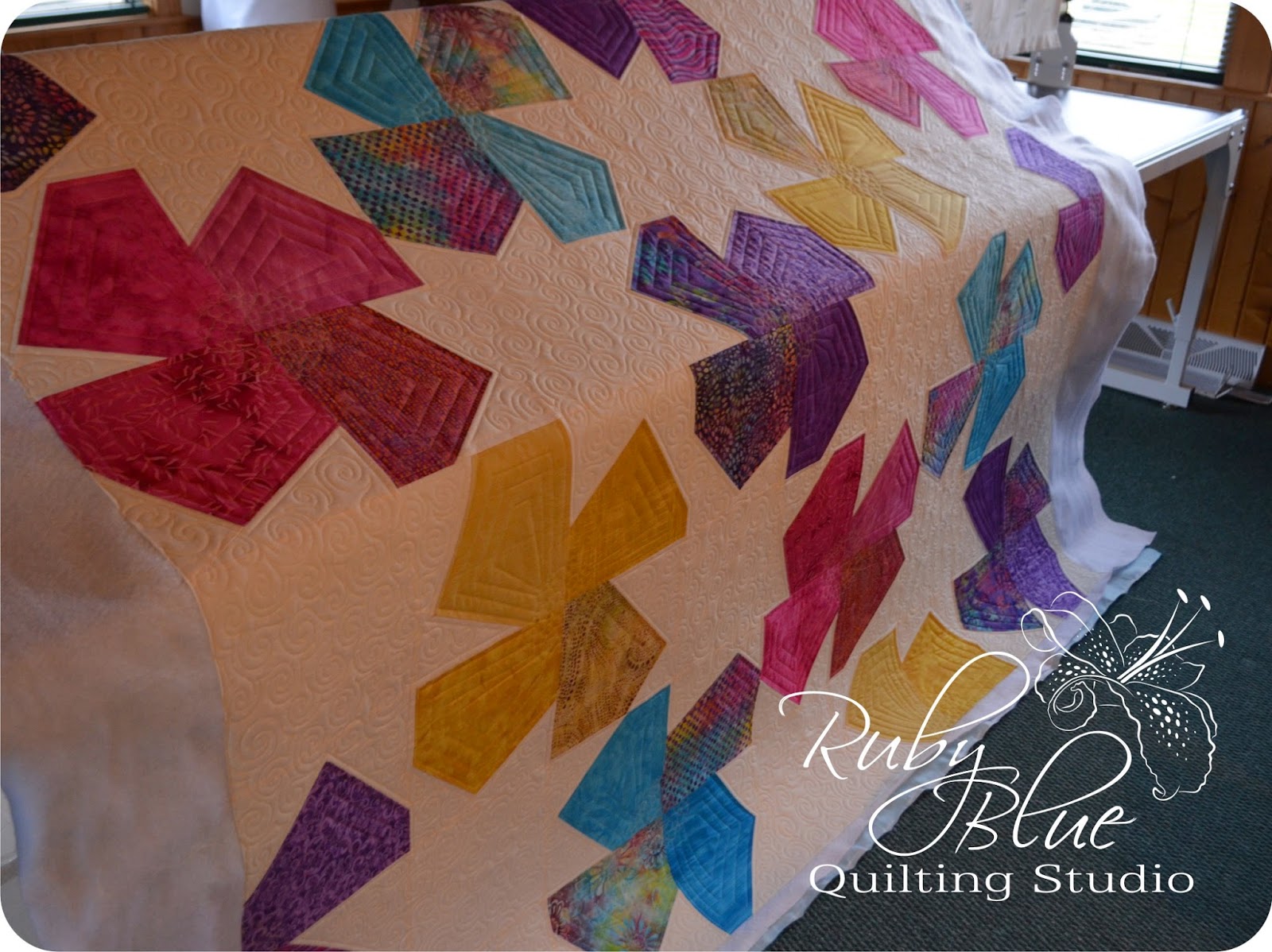 Ruby Blue Quilting Studio Machine Quilting Wonky Stars