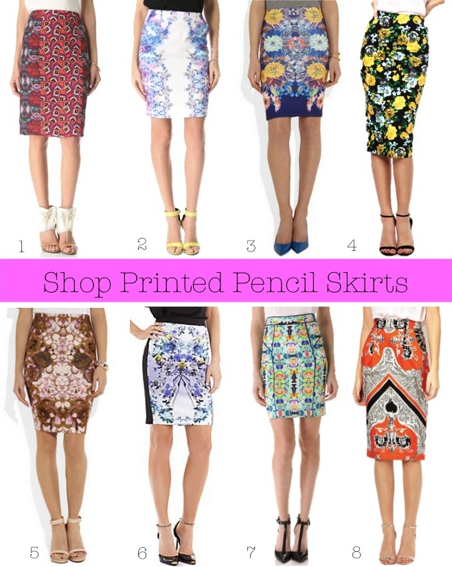 printed pencil skirts
