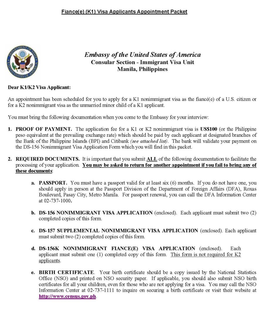 appointment letter from nvc complete list of things to prepare for k 1 june appointment letter from nvc complete list of things to prepare for k 1 june