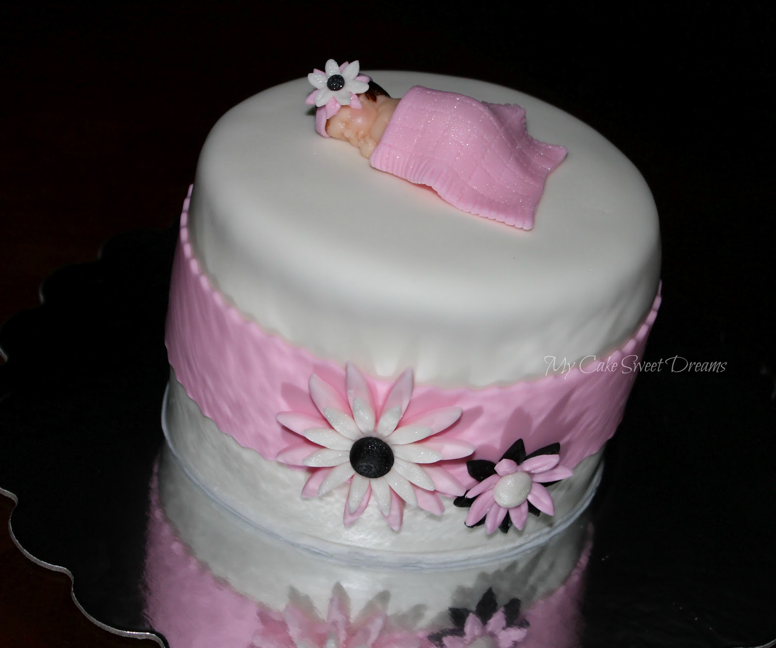 Baby Girl Shower Cake and Cupcakes