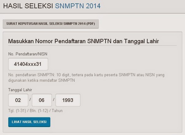 Pengumuman SNMPTN 2014