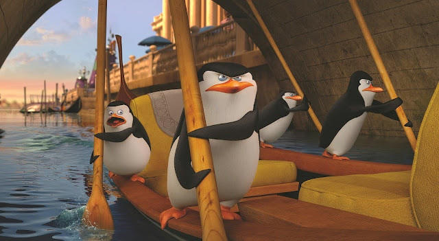 The Penguins of Madagascar in action... escaping. Penguins Madagascar boat movie still