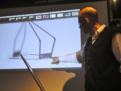 Merritt Bucholz explaining about the Cruth Curach pavilion at Electric Picnic