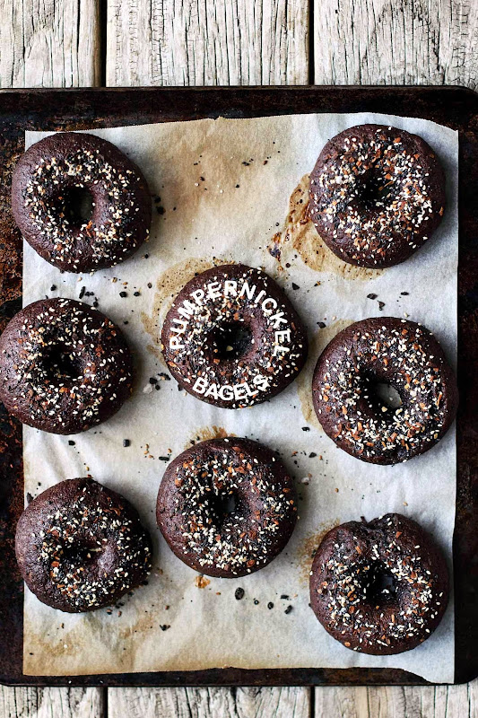 Milk and Honey Pumpernickel Bagels