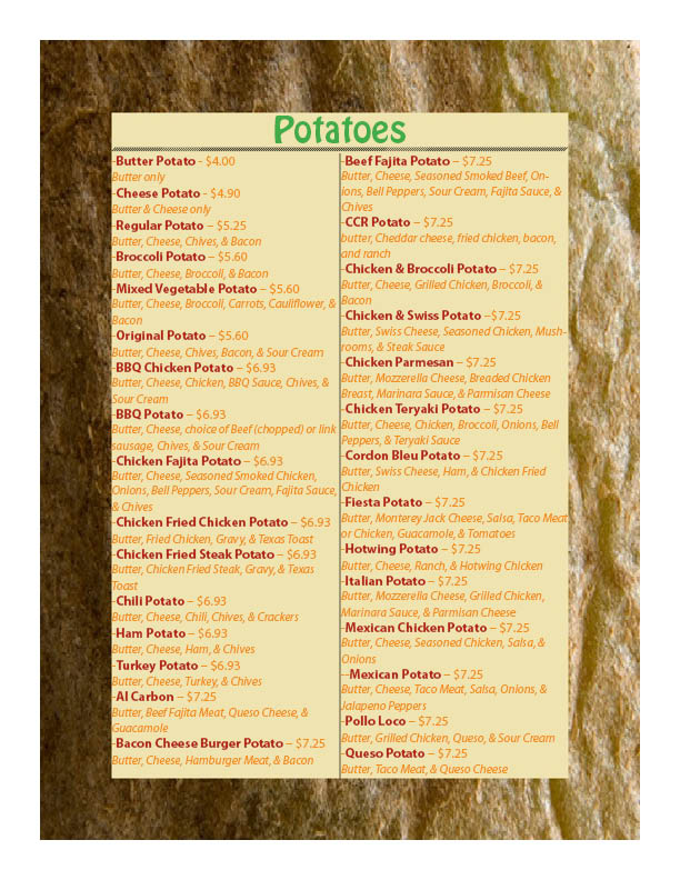 information design redesign 4 potato shack menu information design redesign 4 potato shack menu