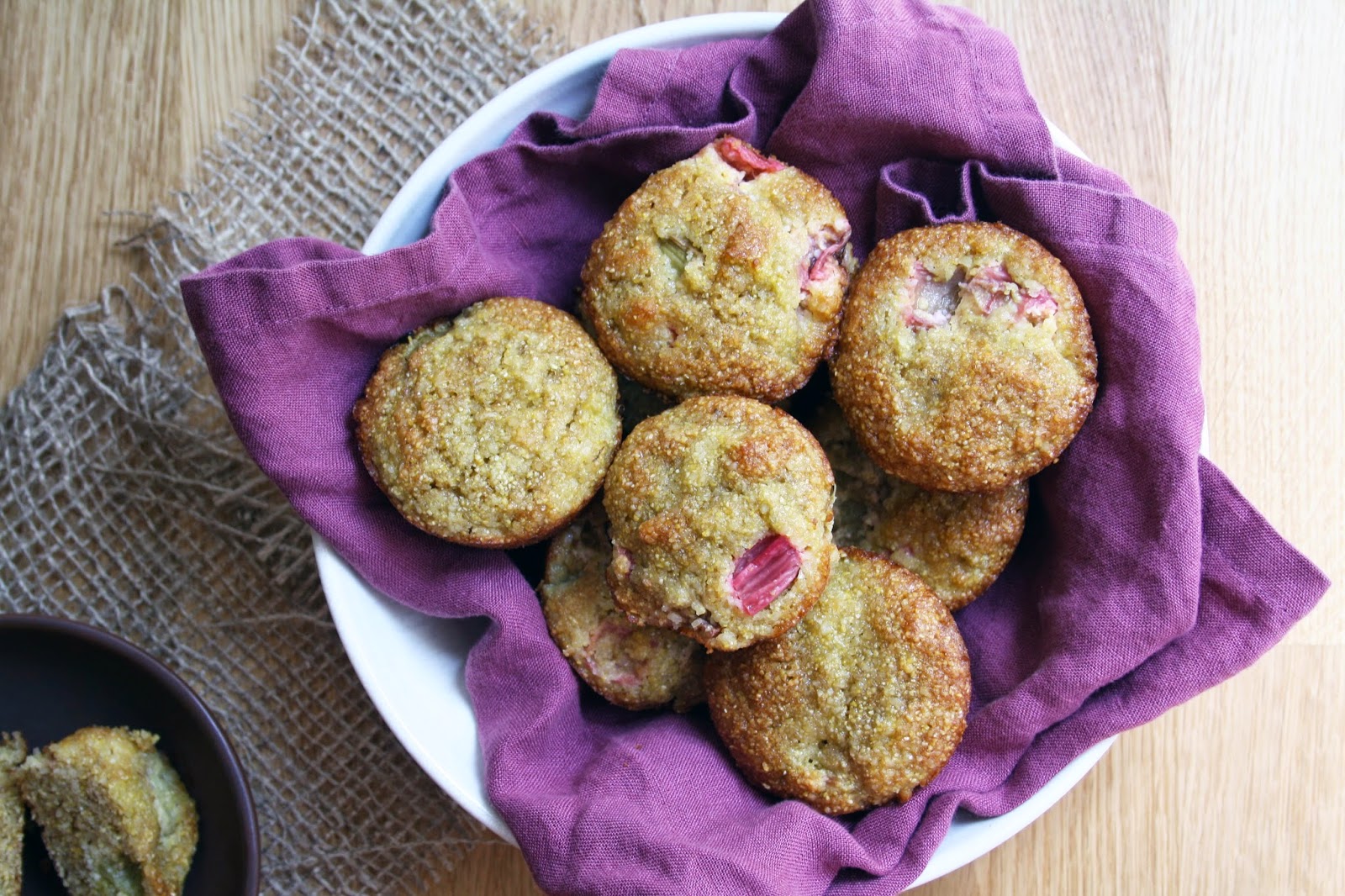 Sevengrams GLUTENFREE ROASTED RHUBARB + CORNMEAL MUFFINS