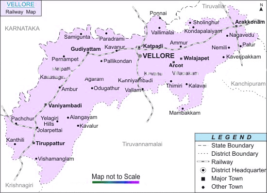 New Vellore District Map Rail-Map-India: Vellure_Railway_Map