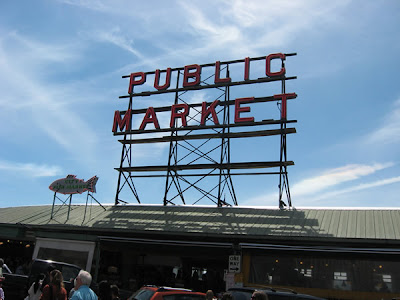 Pike Place Market sign from downtown. Pike Place Market sign from downtown.
