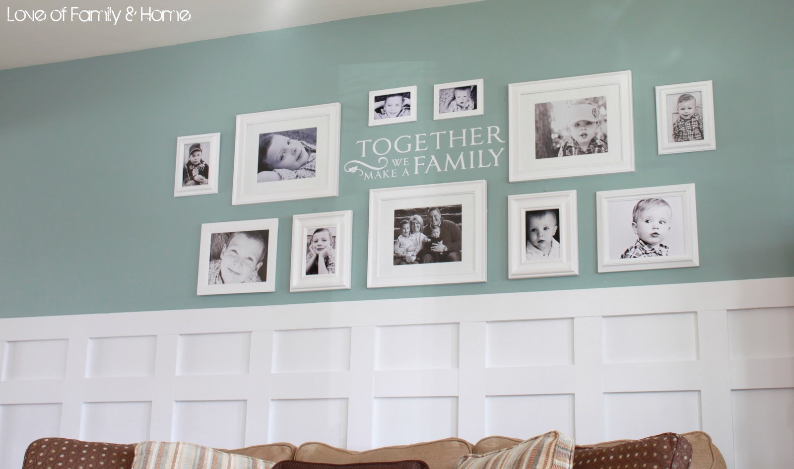 Board/Batten Gallery Wall in the Living Room Love of Family & Home