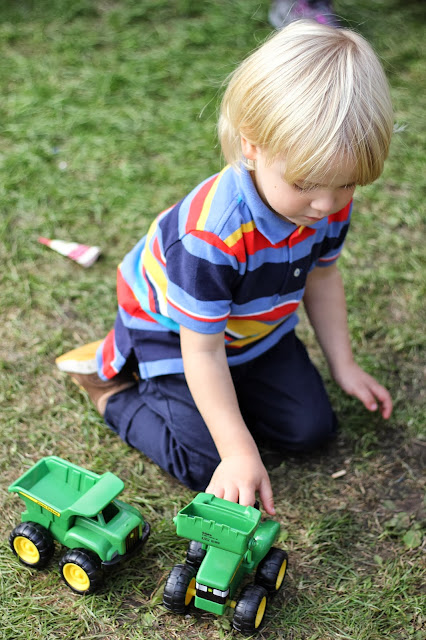 playing with tractors