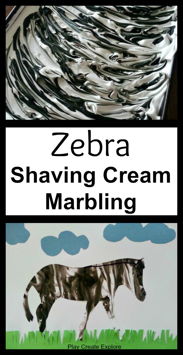 Play Create Explore Zebra Shaving Cream Marbling Craft