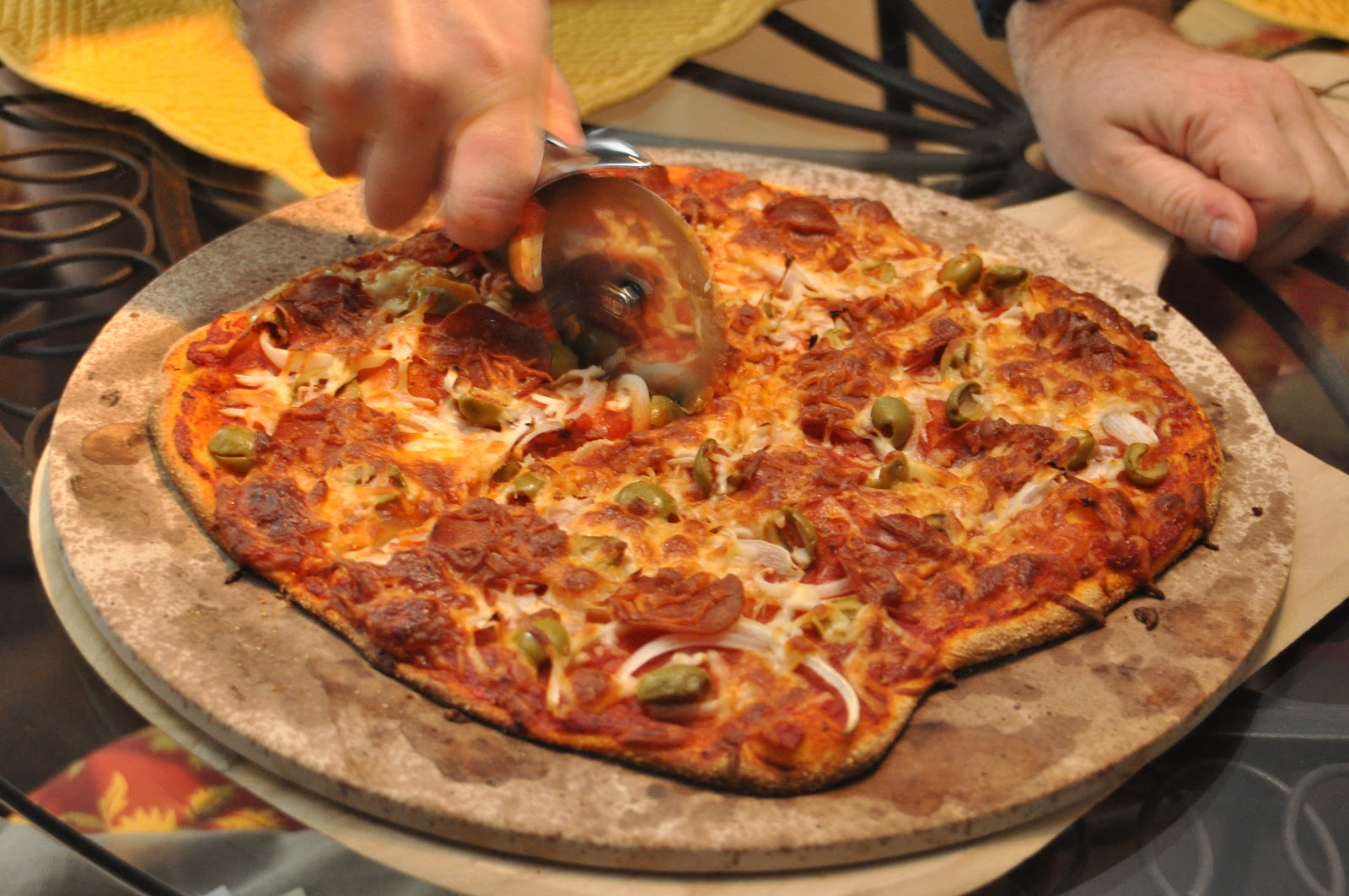 Made Like Madeley Made Pepperoni, Onion and Olive Pizza