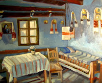 Interior romanesc,pictura in ulei