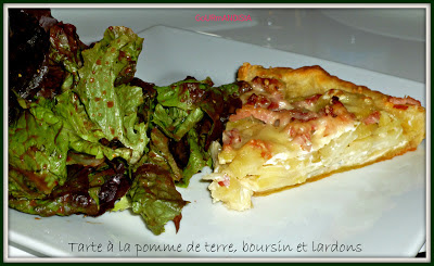 Photo : tarte à la pomme de terre, boursin et lardons